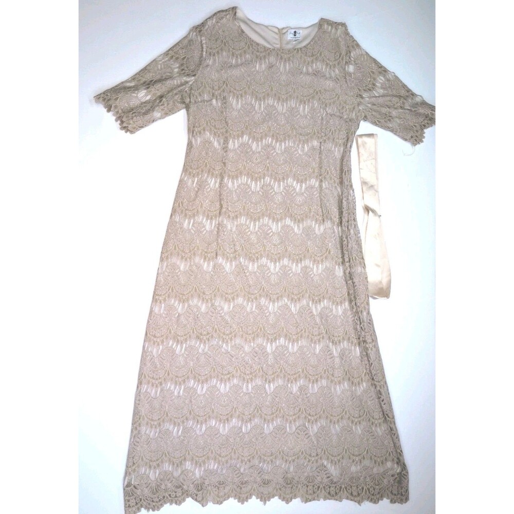 Dainty Jewells XXXL Taupe Lace Maxi Dress Modest Plus Size 3X 59"